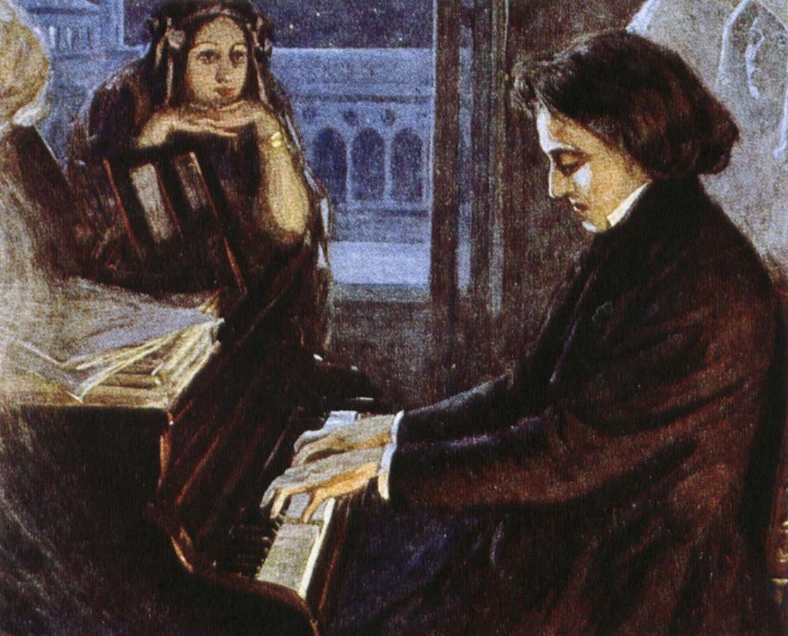 an artist s impression of chopin at the piano composing his preludes